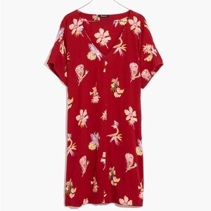 Madewell Novel Dress in Bird of Paradise Shift Dress Medium Short Sleeve